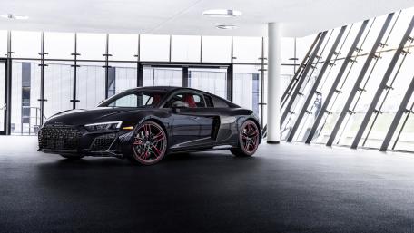 Sleek Audi R8 in a Modern Setting wallpaper