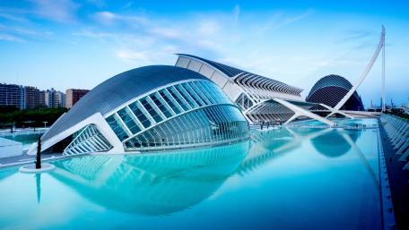 City of the Arts and the Sciences in the blue hour wallpaper