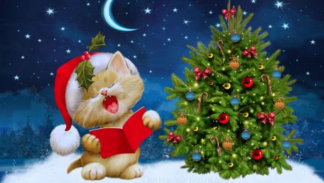Singing Santa Claus Cat wallpaper