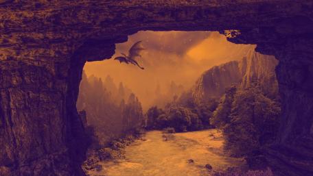 Majestic Dragon in a Mystical Landscape wallpaper