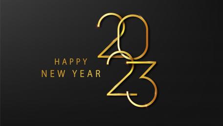 Happy New Year 2023 in Elegant Gold and Black wallpaper