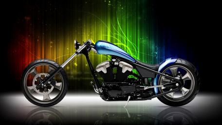 Sleek Chopper Motorcycle in Vibrant Colors wallpaper