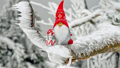 Cheerful Santa Claus in a Winter Wonderland wallpaper
