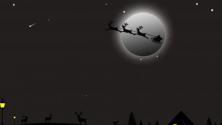 Santa deer ride wallpaper