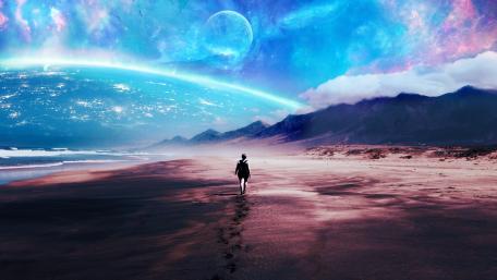Lost in a Futuristic Alien Shore wallpaper