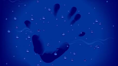 Blue Handprint with Drops for a Modern Touch wallpaper