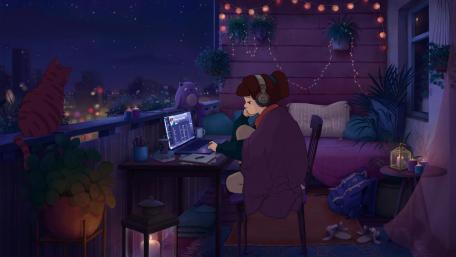 Lofi Study Session Under The Stars wallpaper
