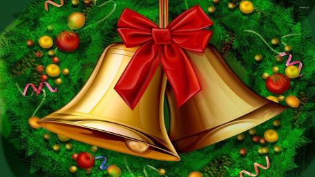 Golden Bells Ringing in Christmas Cheer wallpaper