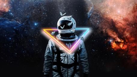 Astronaut amidst Cosmic Butterflies wallpaper