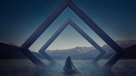 Gateway to Tranquility in a Surreal Realm wallpaper