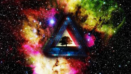 Psychedelic Universe with Penrose Triangle wallpaper