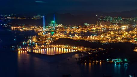 Stonecutters Bridge in Hong Kong at Night wallpaper
