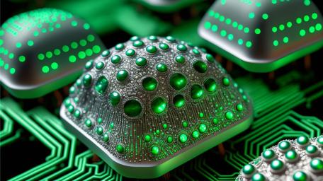 Futuristic Green Circuitry Design with Light Effects wallpaper