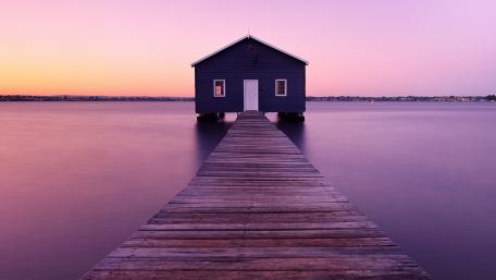 Blue Boat House wallpaper