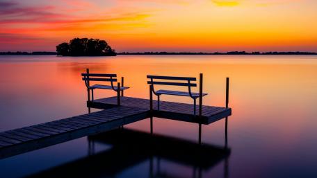 Beaver Dam Lake, dock at sunset wallpaper