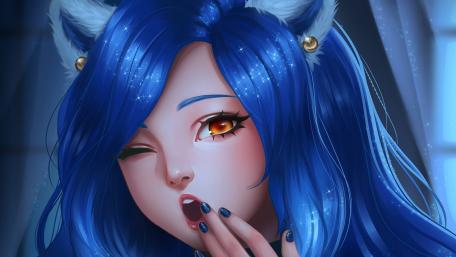 Mystical Cat Girl's Wink wallpaper