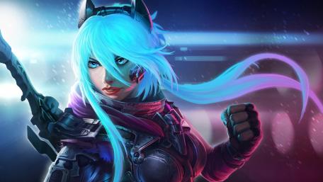 Neon Warrior in a Cyberpunk Future wallpaper