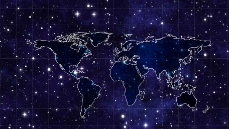 Starry Earth Outline on Cosmic Background wallpaper