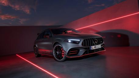 Sleek Mercedes AMG A45 in Dramatic Lighting wallpaper