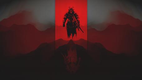 Samurai Shadow in Red wallpaper