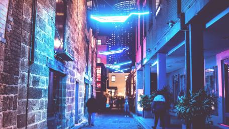 Neon Alleyway Nightscape wallpaper