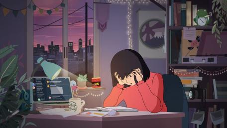 Studying anime girl wallpaper