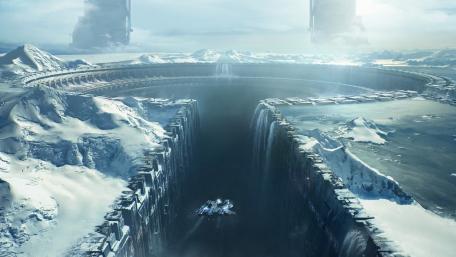 Futuristic Icy Frontier: A Sci-Fi World Unveiled wallpaper