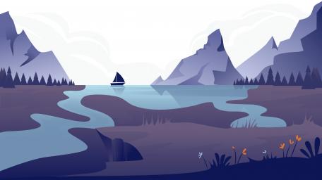 Mystical Mountain Lake Voyage wallpaper