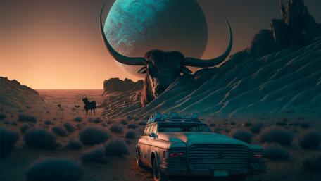 Surreal Desert Odyssey wallpaper