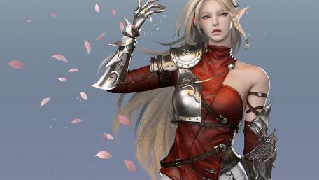 Enchanting Elf Warrior in Fantasy Realm wallpaper