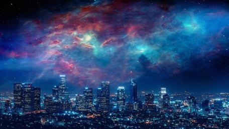 Los Angeles fantasy night cityscape wallpaper