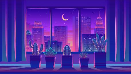 Night cityscape from the window wallpaper