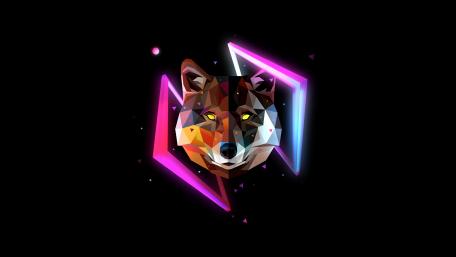 Neon Low Poly Wolf Art wallpaper