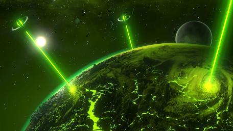 Verdant Planet Under Alien Skies wallpaper
