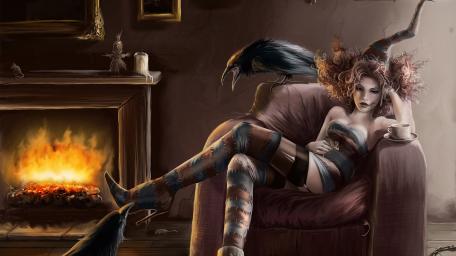 Enchantress by the Hearth wallpaper