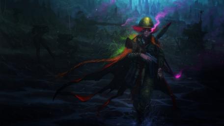 Epic Battle in a Dark Fantasy Realm wallpaper