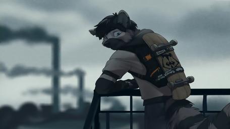 Dreamy Skater Cat in a Steampunk World wallpaper