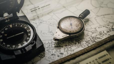 Vintage Compass on Old World Map wallpaper