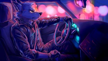Night Drive with the Fierce Wolf Driver wallpaper