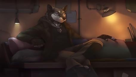 Mysterious Furry Presence in a Shadowy Room wallpaper