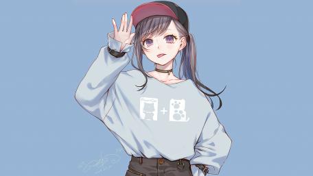 Stylish Anime Girl in Pastel Blues wallpaper