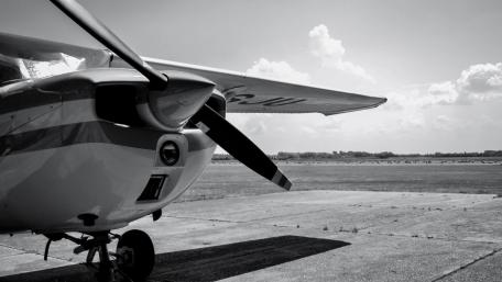 Monochrome Airplane Serenity Ahead wallpaper