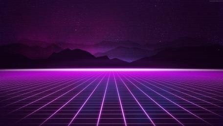 Retrowave grid wallpaper