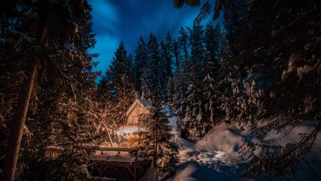 Enchanted Winter Night Retreat wallpaper