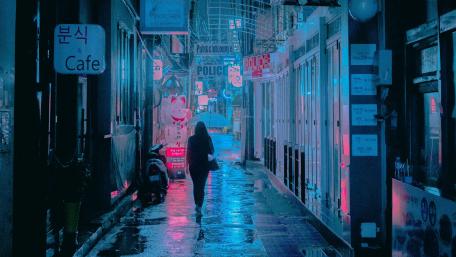 Rainy night in Seoul wallpaper