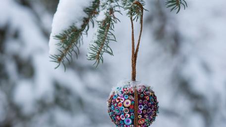 Festive Ornament on Winter Branches wallpaper