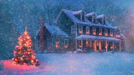 Snowy Christmas Eve Bliss wallpaper
