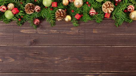 Warm Christmas Cheer on Rustic Wood Planks wallpaper