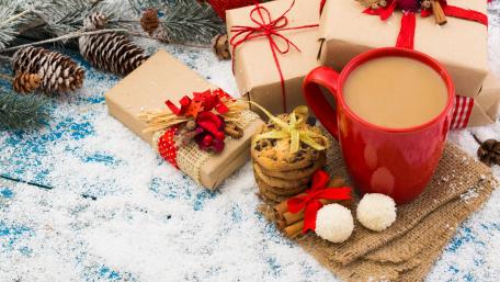 Cozy Christmas Coffee Moments wallpaper