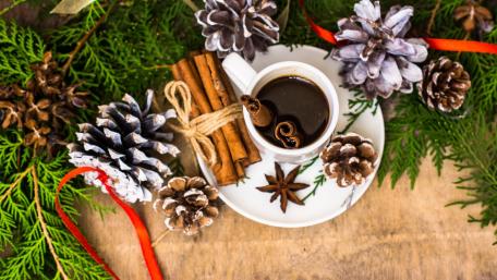 Cozy Christmas Coffee Delight wallpaper